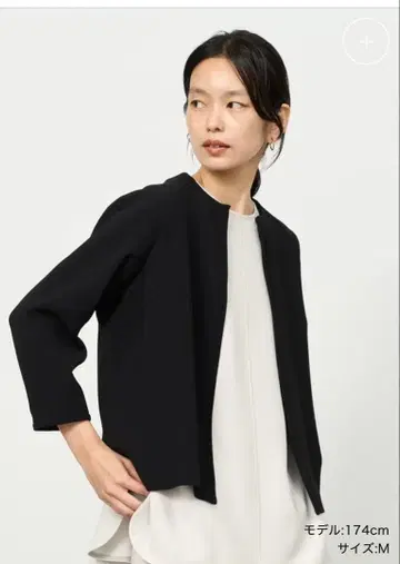 soeju 프론트 후크 8부 소매 자켓 블랙 L