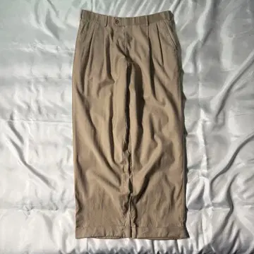 80s 빈티지 캐나다제 베이지 투 턱 울 와이드 슬랙스