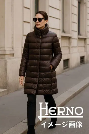 새상품급 HERNO 롱 다운 브라운 광택 고급스러움