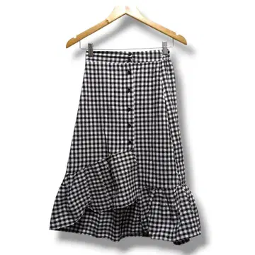 GRL 플레어 스커트 M 사이즈 체크 무늬 그레일 롱 기장