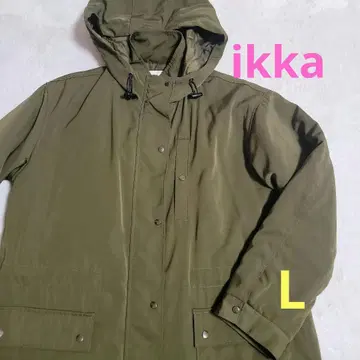 ikka 후드 부착 올리브 그린 모즈 코트 L