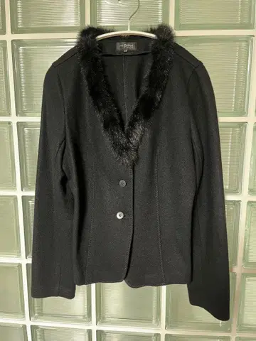 ma piece femme 퍼 포함 블랙 자켓 40