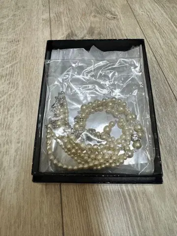 화이트 펄 3연 목걸이