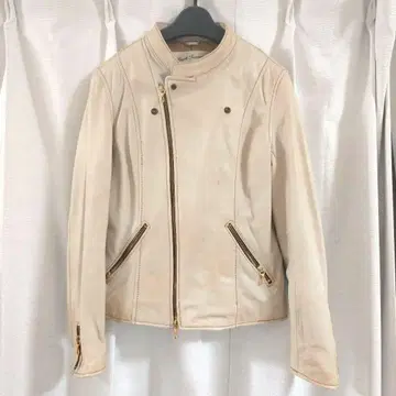 나노 유니버스 베이지 가죽 라이더 자켓 34