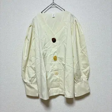 V넥 셔츠 겉옷 XL 크림색 오버 사이즈 큰 빅