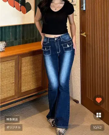 나비 누구 데님 부츠컷 플레어