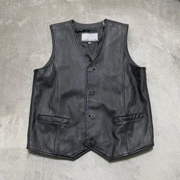 WILSONS LEATHER 천연 가죽 가죽 베스트 L 블랙 심플 남성용