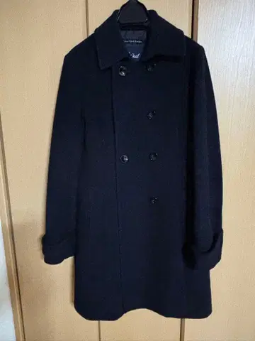 그린 레이블 리처싱 네이비 더블 브레스트 피 코트