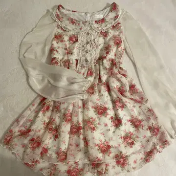 리즈리사 꽃무늬 시어 원피스 둥근 카라 프릴