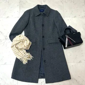 거의 미사용 뉴요커 울 코트 짙은 그레이 포켓 있음 L