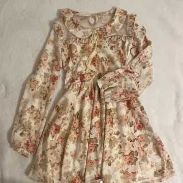 리즈리사 꽃무늬 니트 미니 원피스 긴팔 프릴 개더