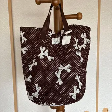 카네코 이사오 브라운 도트, 리본 무늬 토트백 빈티지