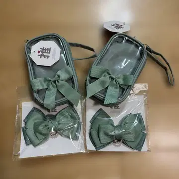 새상품 리본 포함 더블 아크릴 스탠드 파우치 덕질 리본 쓰리코인즈 그린