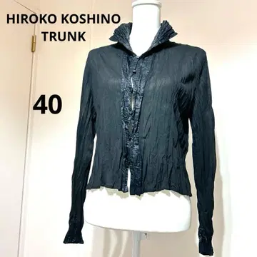 히로코코시노 TRUNK 주름 가공 프릴 긴팔 블라우스 블랙 40 트렁크