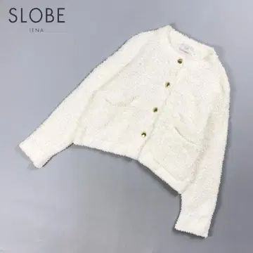 새상품급 SLOBE IENA 트위드 니트 가디건 화이트 F *HD1370