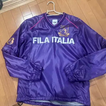 휠라골프 축열 발수 V넥 풀오버 블루종 소매 탈부착 가능 퍼플