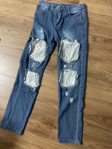 레이스 데미지 데님