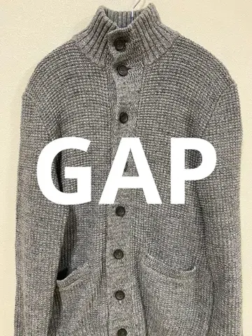 GAP 그레이 버튼 포함 하이넥 니트 가디건 S