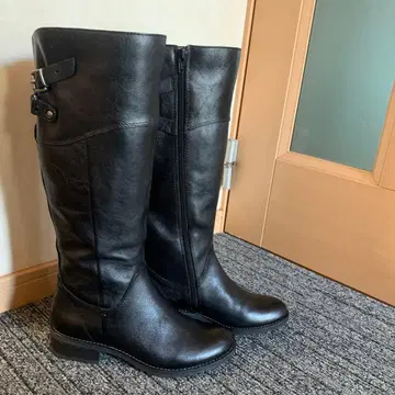 롱 부츠 블랙 천연 가죽 S 사이즈