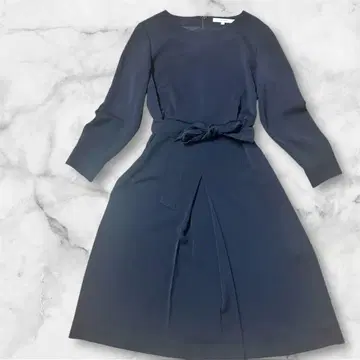 언타이틀 워셔블 허리끈 포함 A라인 원피스 네이비 사이즈 2
