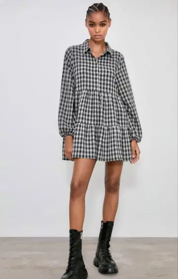 ZARA 체크 무늬 셔츠 원피스 새상품 정가 5990엔