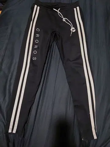 CRONOS 블랙 조거 팬츠 스트라이프