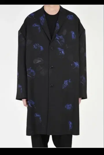 lad musician 파랑 장미 꽃무늬 롱 자켓