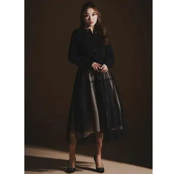 Sheller 클래시컬 도트 튤 스커트 베이지