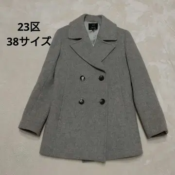 23구 더블 브레스트 피 코트 그레이 38 사이즈