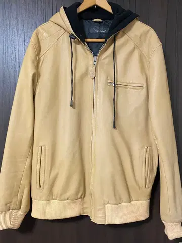 류구 가죽 후드 부착 자켓