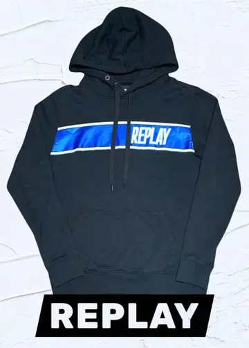 REPLAY 리플레이 프론트 프린트 속기모 후드티 블랙 L