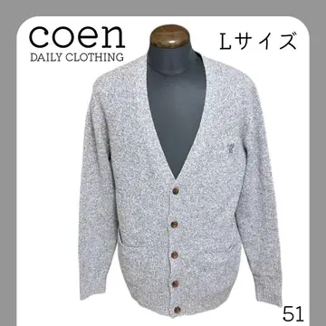 COEN 니트 가디건 그레이 버튼 울 나일론