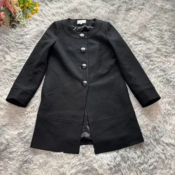 엠즈셀렉 노카라 코트 [ S ] 36 블랙 울 큰 사이즈 버튼