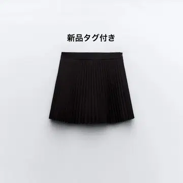 [택 포함 새상품] ZARA 박스 플리츠 블랙 미니 스커트 M