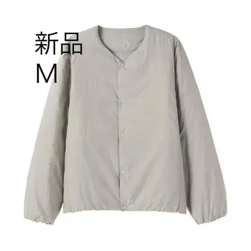 무인양품 경량 다운 포켓터블 노카라 자켓 신사 M 라이트 실버 그레이