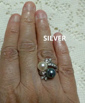 펄과 스톤 부착 SILVER 반지