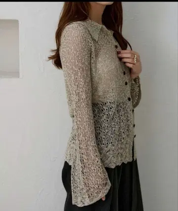 apres jour clair 미사용 새상품 시스루 편직 시어 가디건