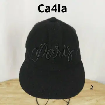 Ca4la 울 블랙 자수 캡 61cm