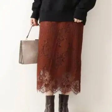 [새상품급] 스픽 앤 스팬 러셀 레이스 스커트 브라운