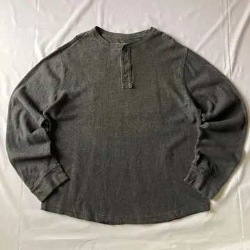 00s 써멀 롱T 헨리넥 티셔츠 그레이 그런지 Y2K