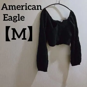 American Eagle [ M ] 블랙 크롭 셔츠 블랙 심플