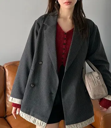 [ mily bilet ] 벌룬 프릴 레이어드 자켓