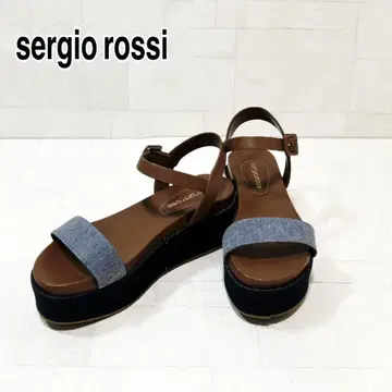 [컨디션 최상] 세르지오로시 데님 스트랩 샌들 웨지솔