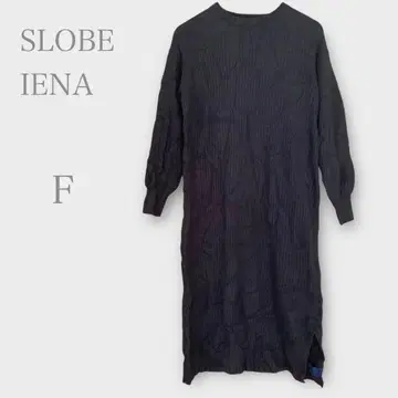 슬로브 이에나 리브 니트 롱 원피스 울 100% 블랙