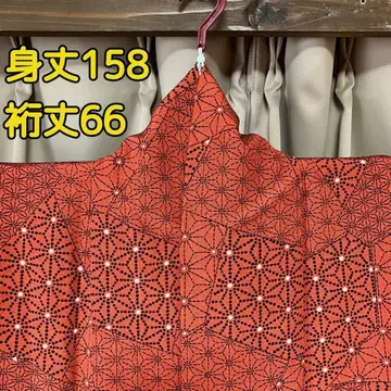 기모노 순수 실크 코몬 크림슨 컬러 화장 66 교육용 실 포함