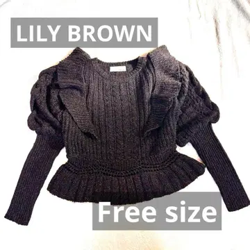Lily brown 프릴 장식 라메 니트 스웨터 브라운
