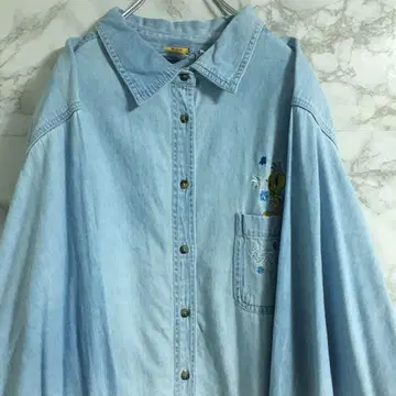 루니툰 원포인트 자수 샴브레이 셔츠 스카이블루 XL 상당