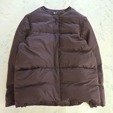 유니클로 노카라 라이트 다운 자켓 M 브라운