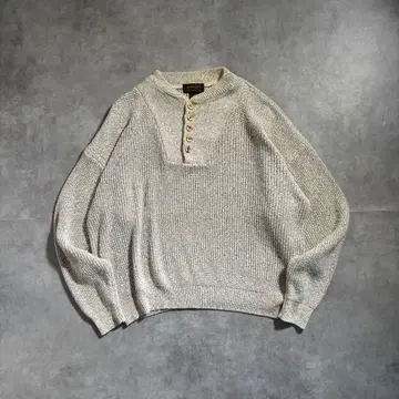 구제 의류 90s 에디 바우어 헨리넥 니트 스웨터 코튼 짧은 기장