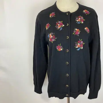 새상품급 (마리무라) 상의 가디건 겉옷 꽃무늬 자수 M 블랙